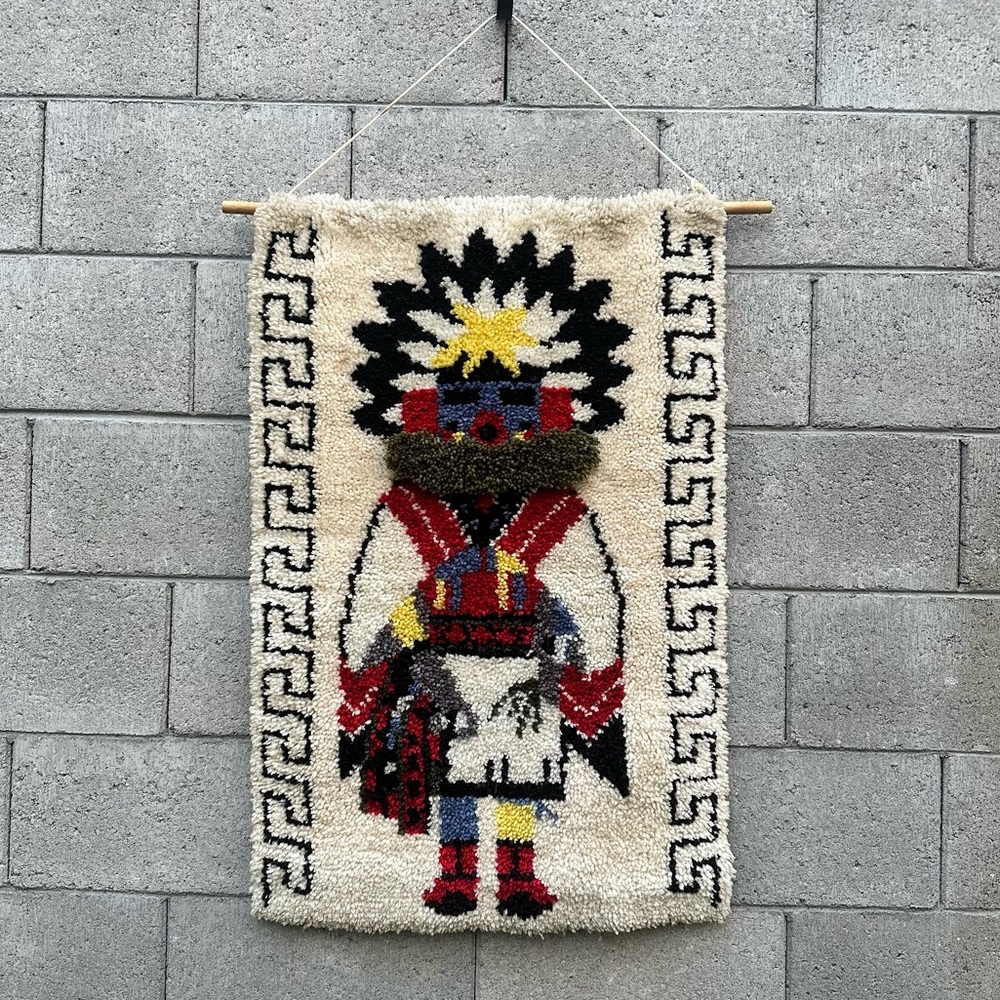 Vintage KATCHINA Hanging latch hook rug- 37x24”